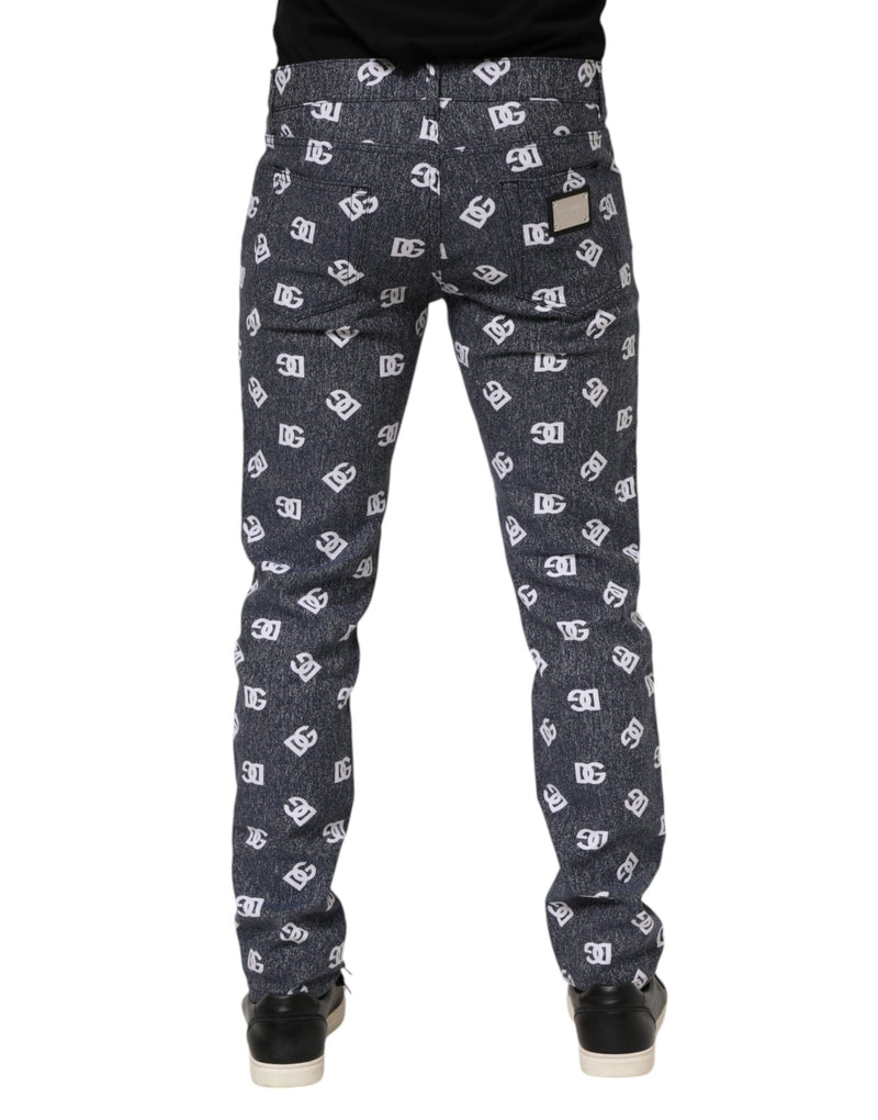 Dolce &amp; Gabbana donkergrijze katoenen skinny jeans met logo