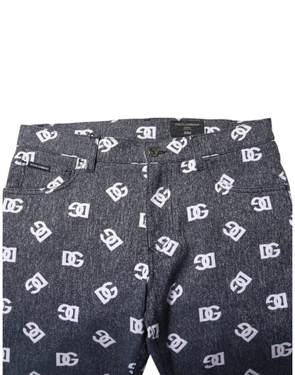 Dolce & Gabbana Dark Gray Logo Cotton Skinny Slim Denim Jeans