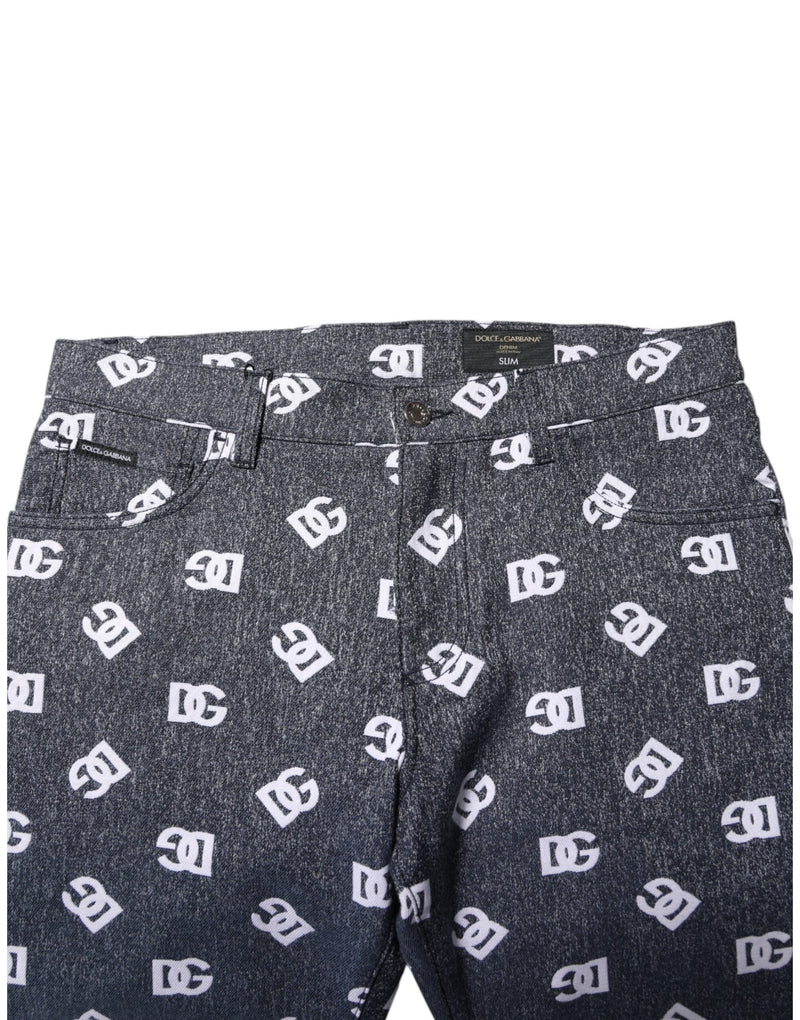 Dolce &amp; Gabbana donkergrijze katoenen skinny jeans met logo