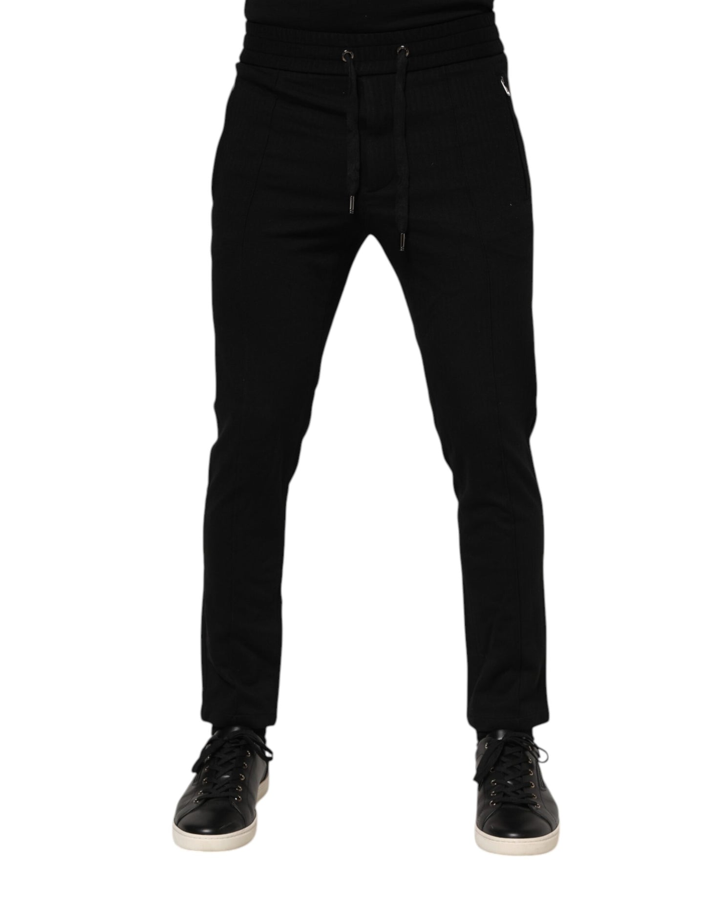 Dolce & Gabbana Black Viscose Drawstring Men Jogger Pants