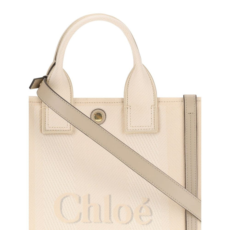 Chloé Carry Tote Bag - Élégant Accessoire en Coton et Cuir