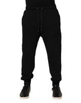 Pantalon de jogging noir en coton avec cordon de serrage de Dolce &amp; Gabbana