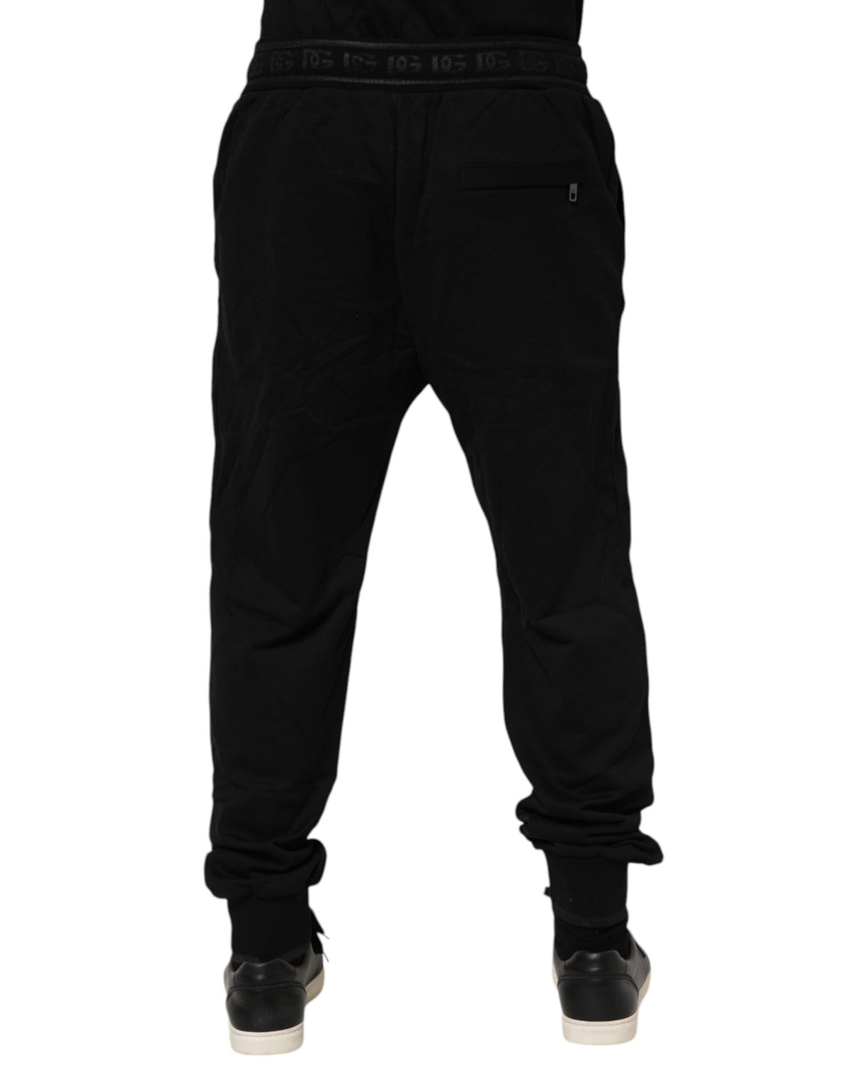Pantalon de jogging noir en coton avec cordon de serrage de Dolce &amp; Gabbana