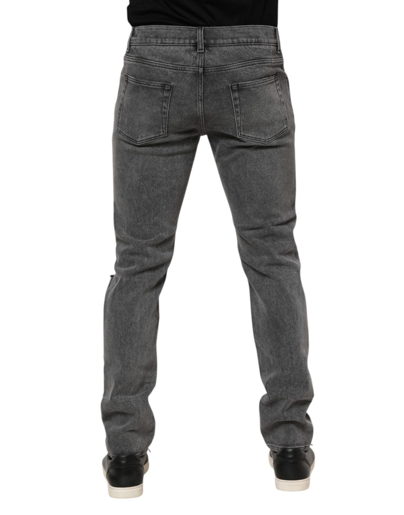 Dolce &amp; Gabbana grijze katoenen jeans met logo-plaatje
