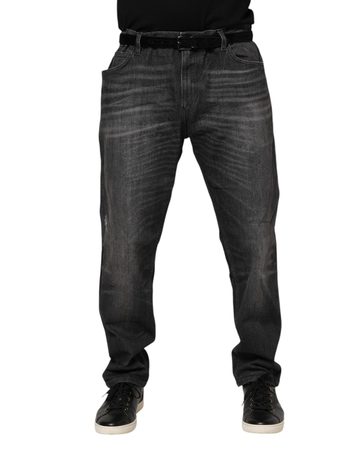 Jeans en jean délavé en coton gris ample de Dolce &amp; Gabbana
