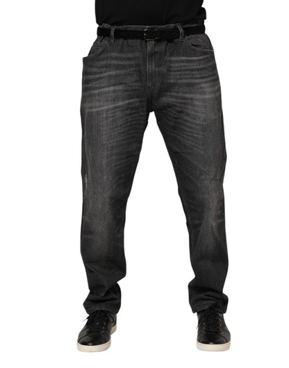 Jeans en jean délavé en coton gris ample de Dolce &amp; Gabbana