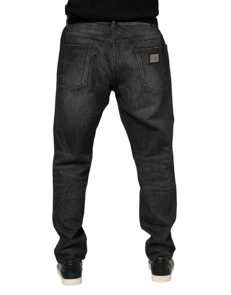 Dolce &amp; Gabbana grijze, gewassen katoenen, losvallende denim jeans