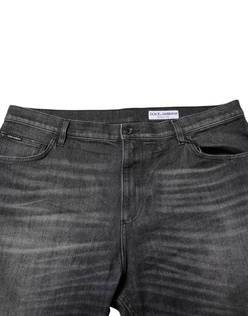 Dolce &amp; Gabbana grijze, gewassen katoenen, losvallende denim jeans