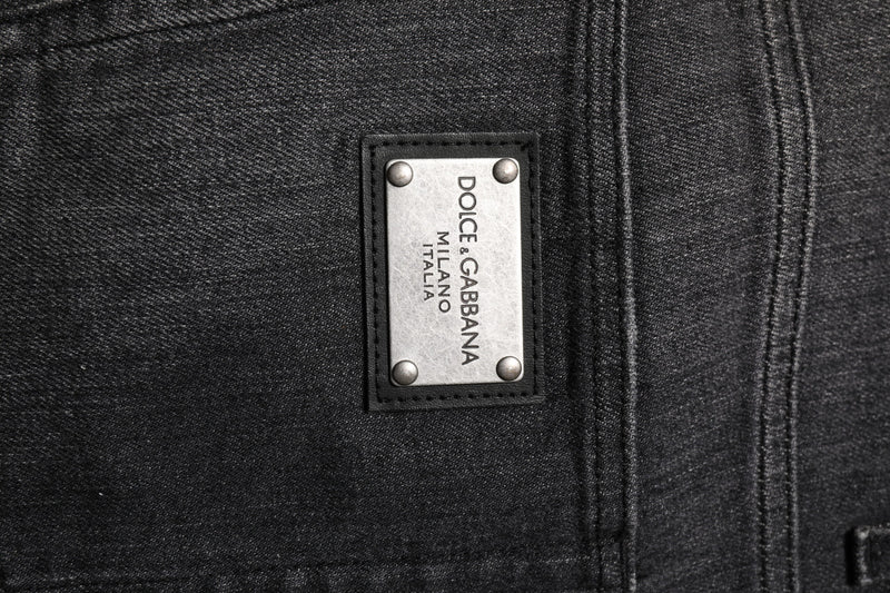Dolce &amp; Gabbana grijze, gewassen katoenen, losvallende denim jeans