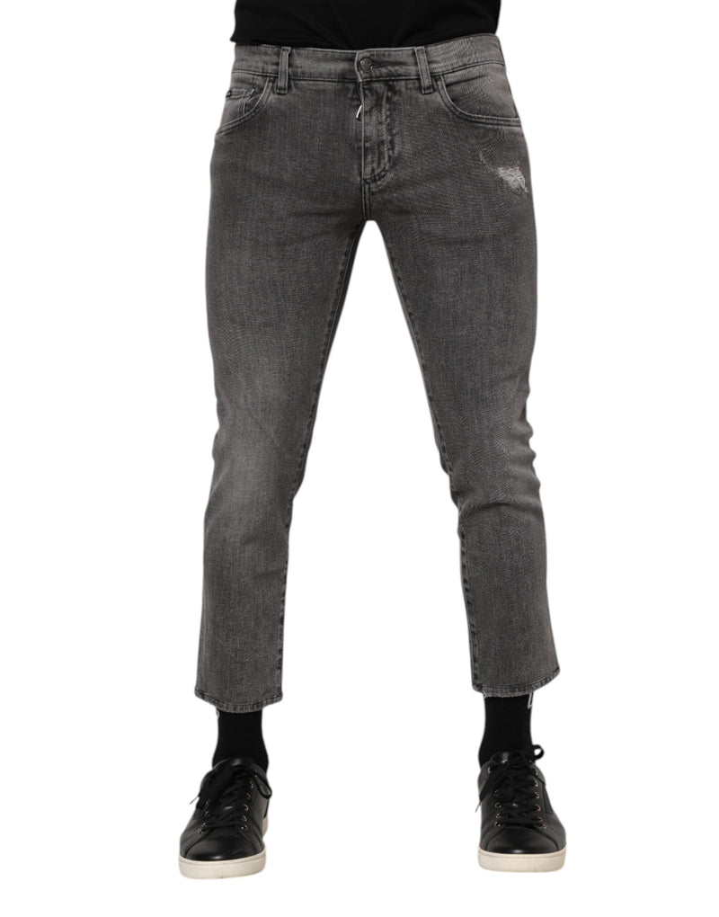 Dolce &amp; Gabbana grijze katoenen jeans met logo-plaatje voor heren