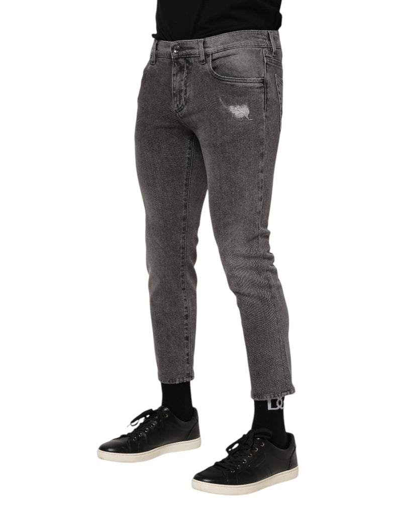 Dolce &amp; Gabbana grijze katoenen jeans met logo-plaatje voor heren