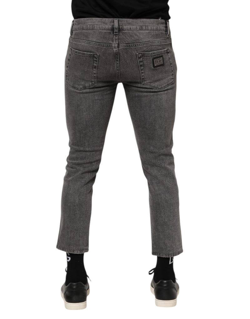 Dolce &amp; Gabbana grijze katoenen jeans met logo-plaatje voor heren
