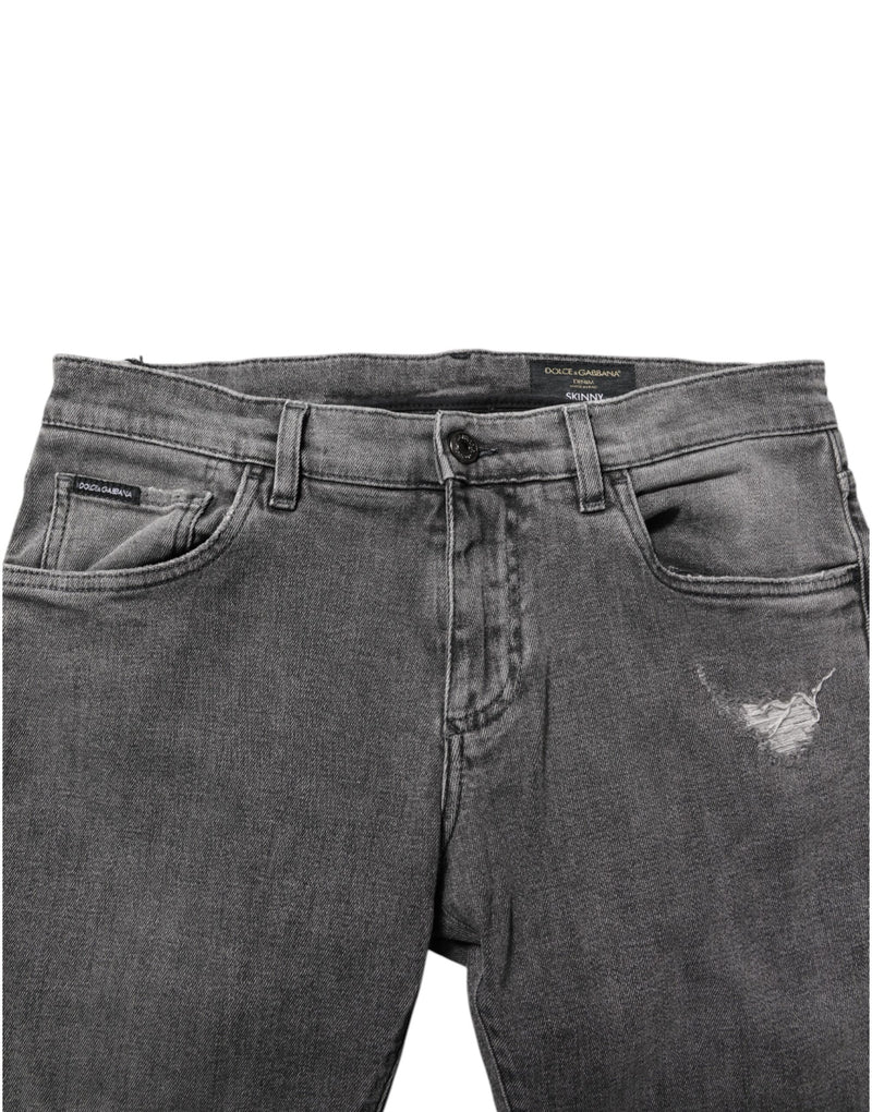 Dolce &amp; Gabbana grijze katoenen jeans met logo-plaatje voor heren