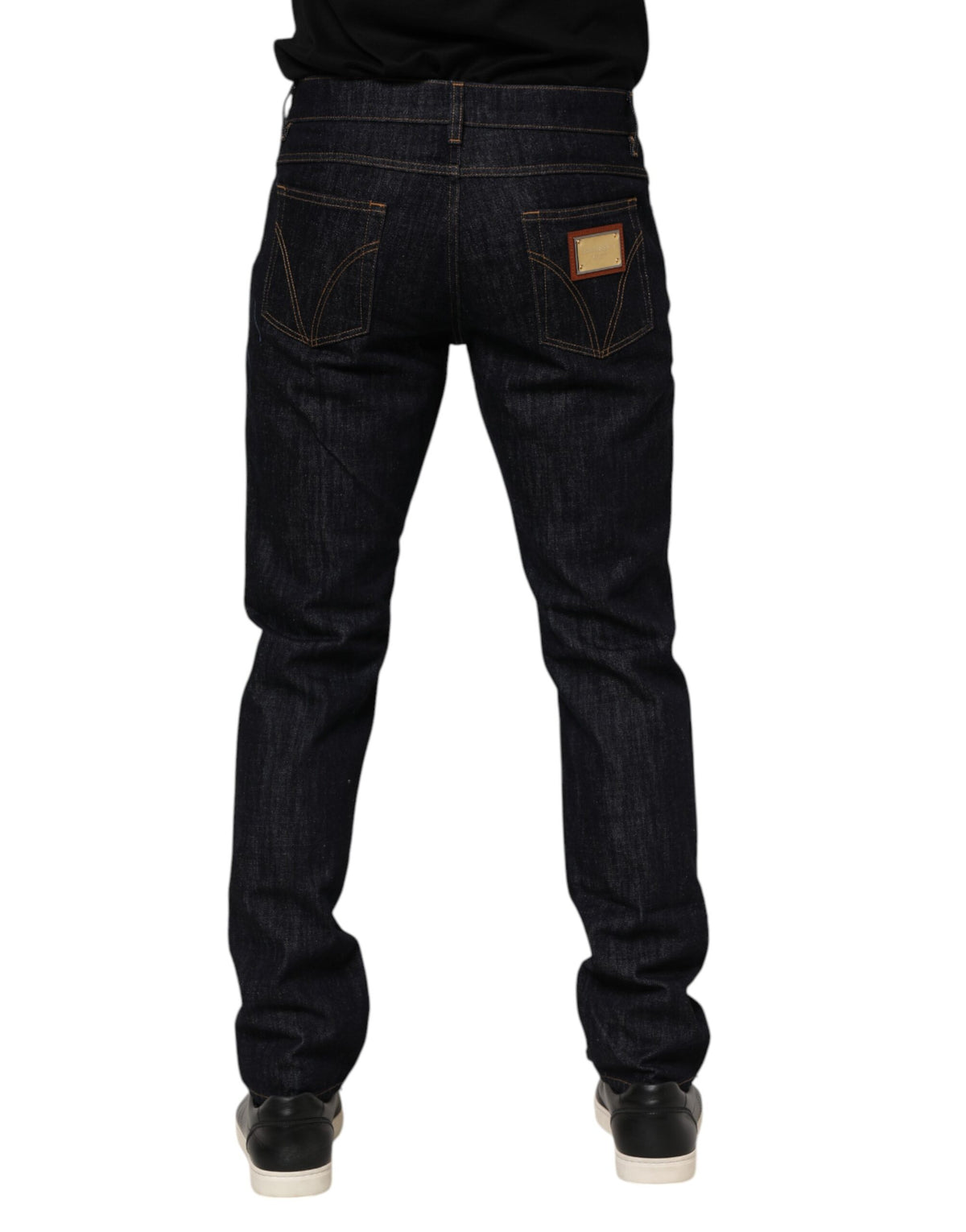 Jeans en jean pour homme Dolce &amp; Gabbana, bleu foncé, en coton, avec plaque logo.