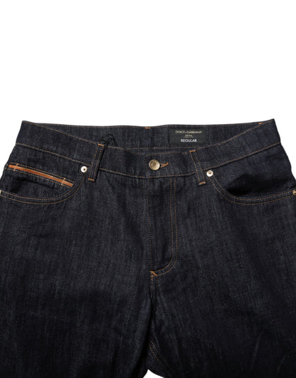 Dolce & Gabbana donkerblauwe katoenen jeans voor heren met logo-plaatje