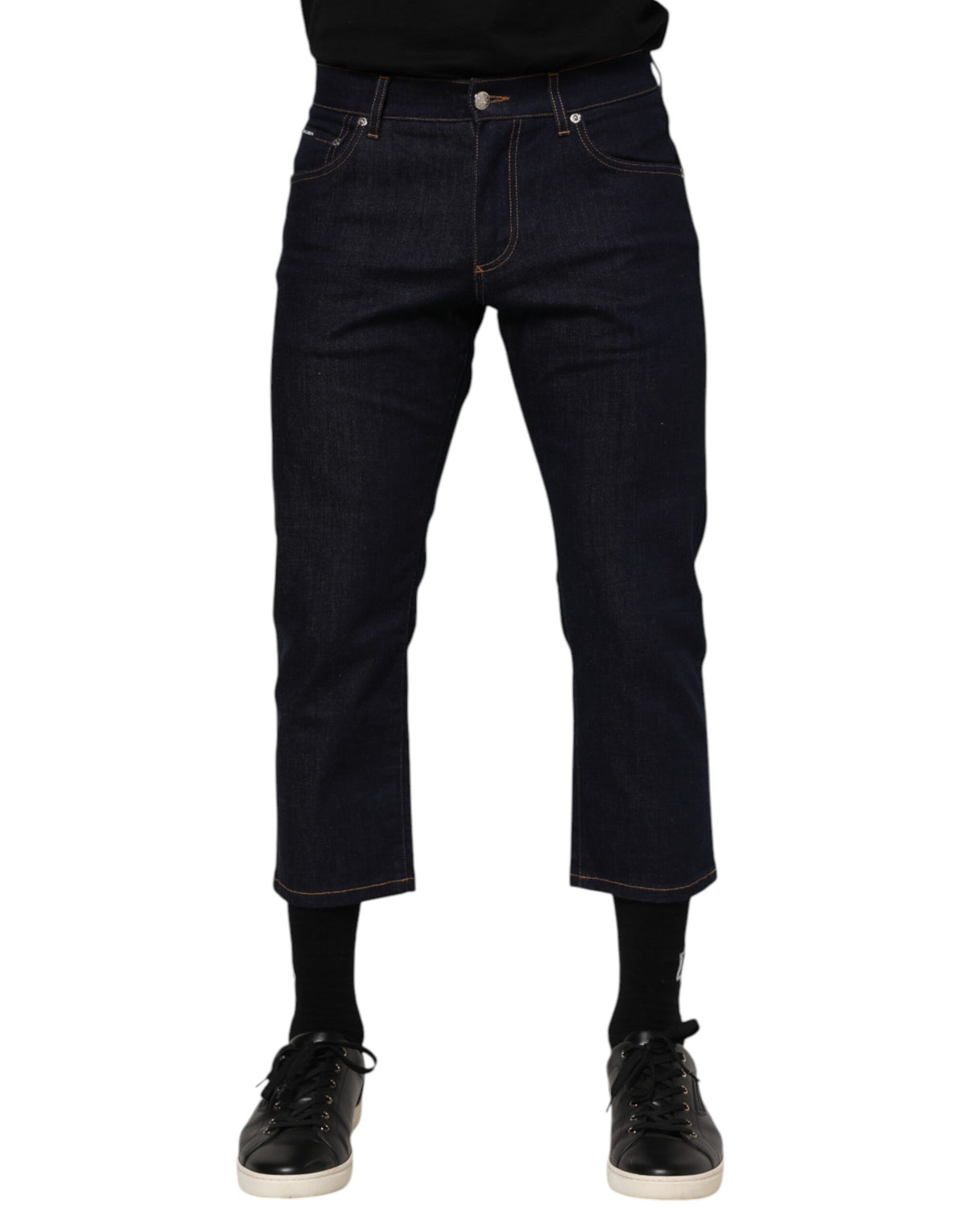 Jean en coton bleu foncé à logo, coupe slim, pour homme, Dolce &amp; Gabbana
