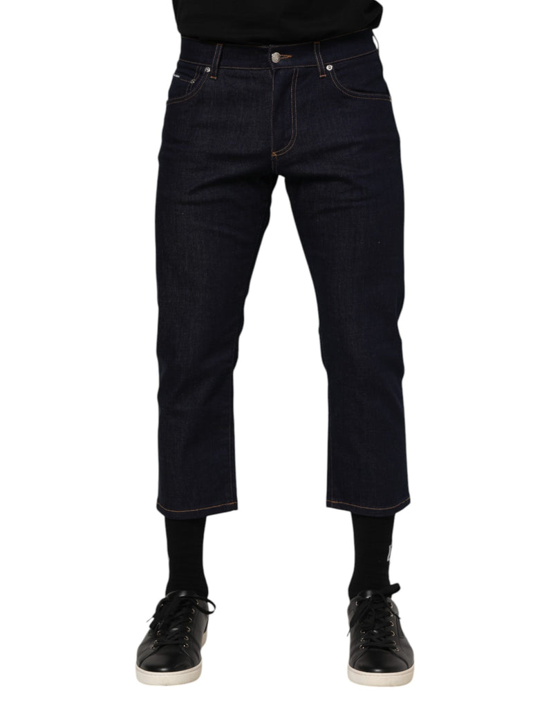 Dolce &amp; Gabbana donkerblauwe katoenen slim fit jeans met logo voor heren