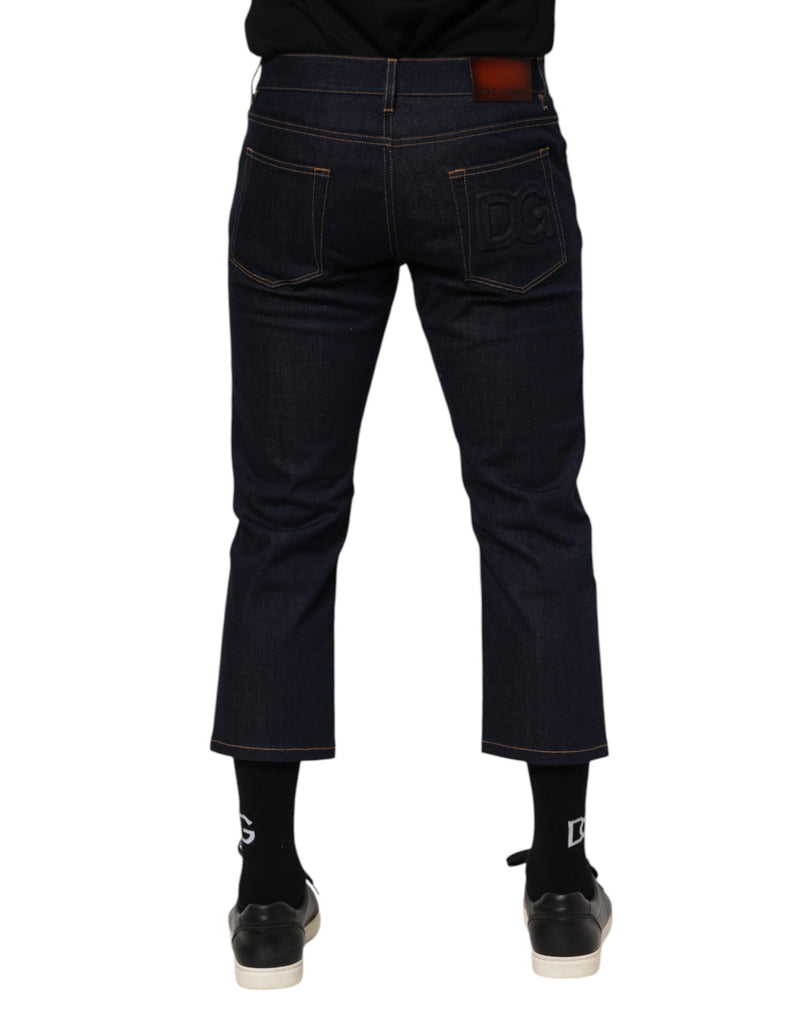 Dolce &amp; Gabbana donkerblauwe katoenen slim fit jeans met logo voor heren