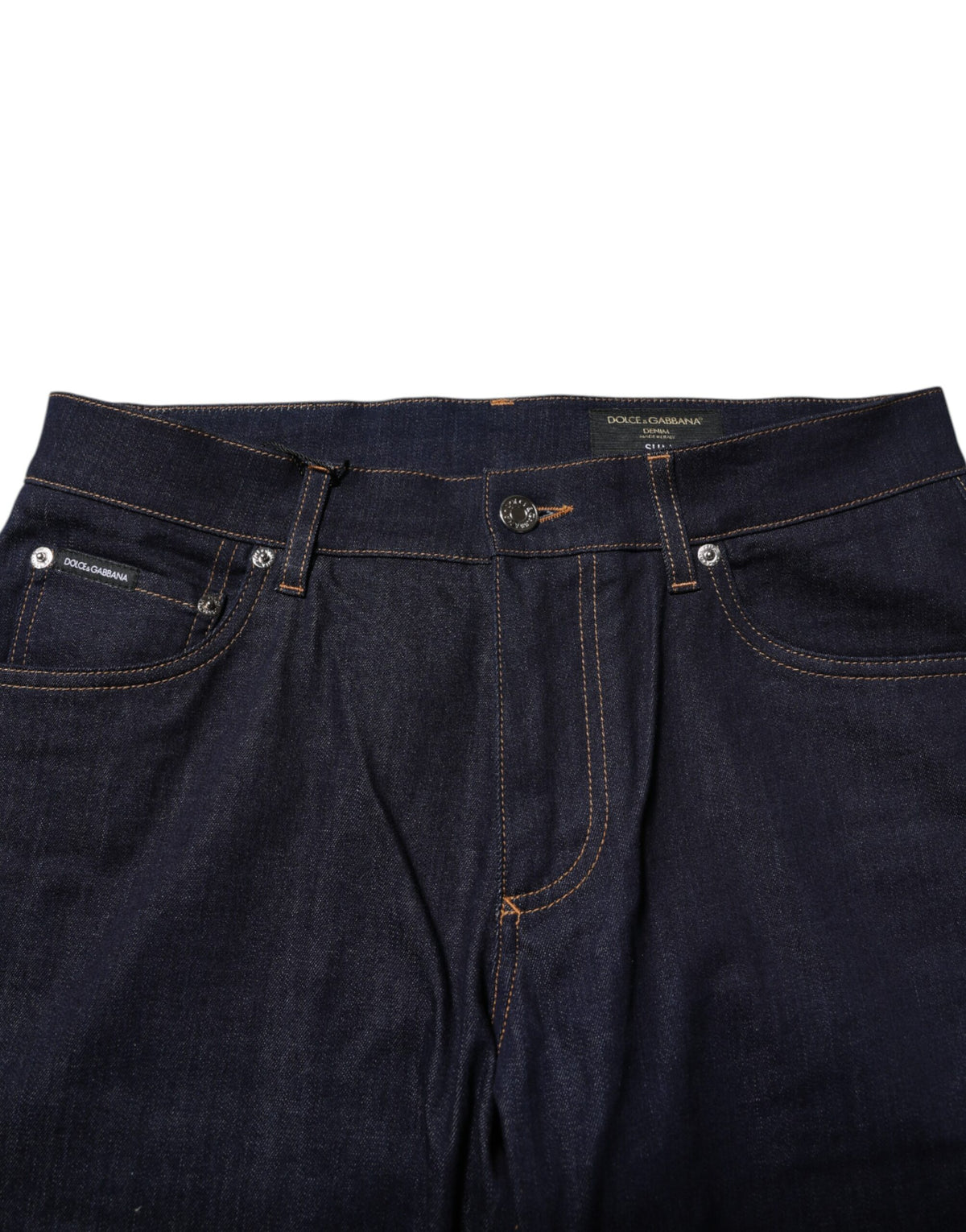 Jean en coton bleu foncé à logo, coupe slim, pour homme, Dolce &amp; Gabbana