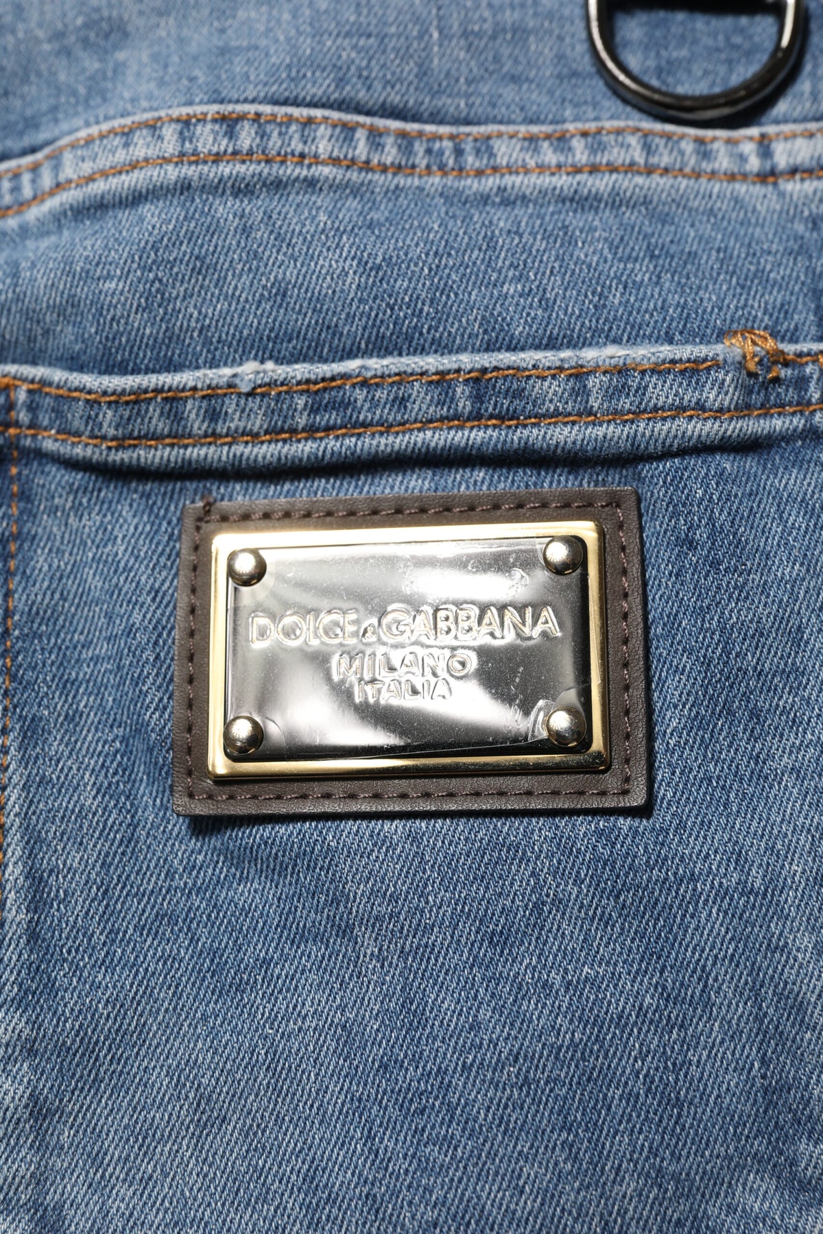 Jeans skinny en coton bleu délavé à logo Dolce &amp; Gabbana