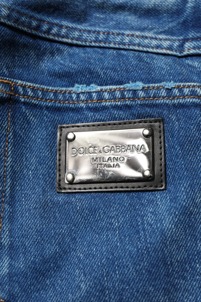 Jeans en jean bleu en coton avec plaque de logo Dolce &amp; Gabbana