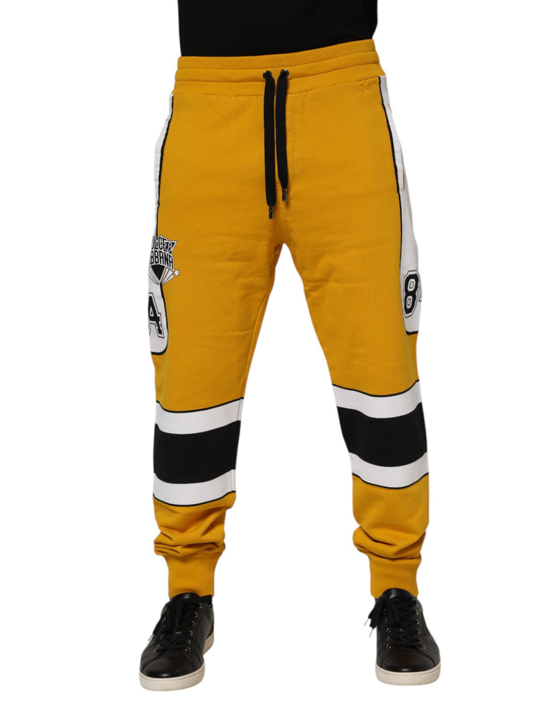 Pantalon de jogging en coton jaune avec logo Dolce &amp; Gabbana