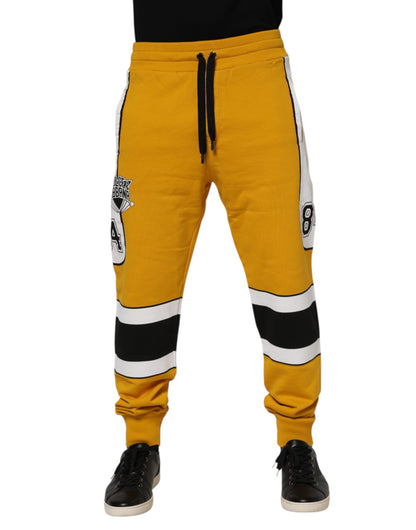 Pantalon de jogging en coton jaune avec logo Dolce &amp; Gabbana