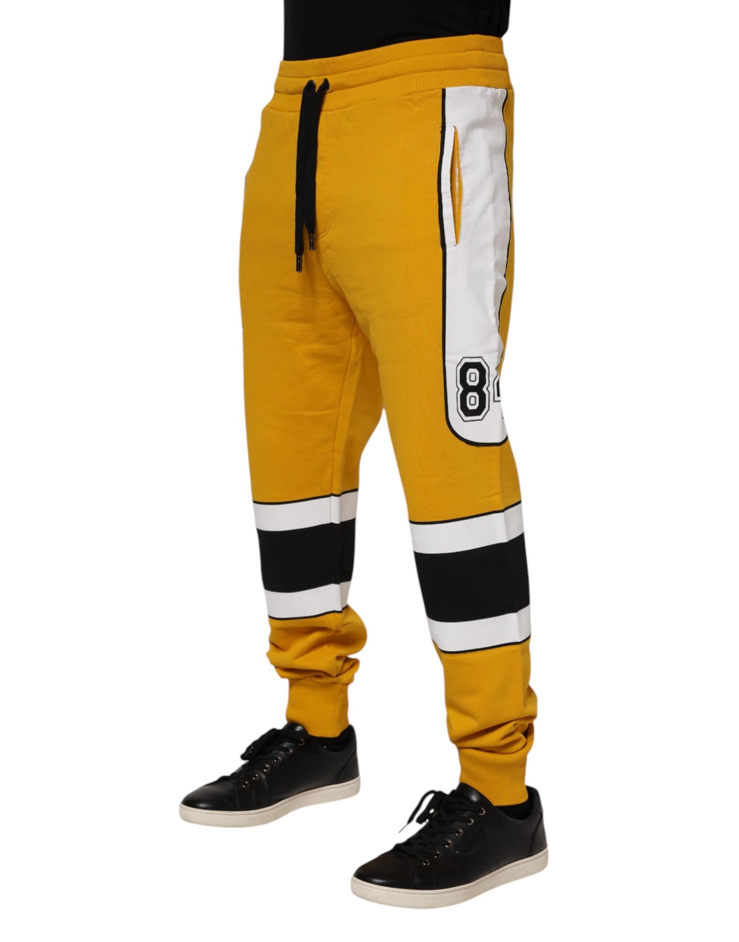 Pantalon de jogging en coton jaune avec logo Dolce & Gabbana