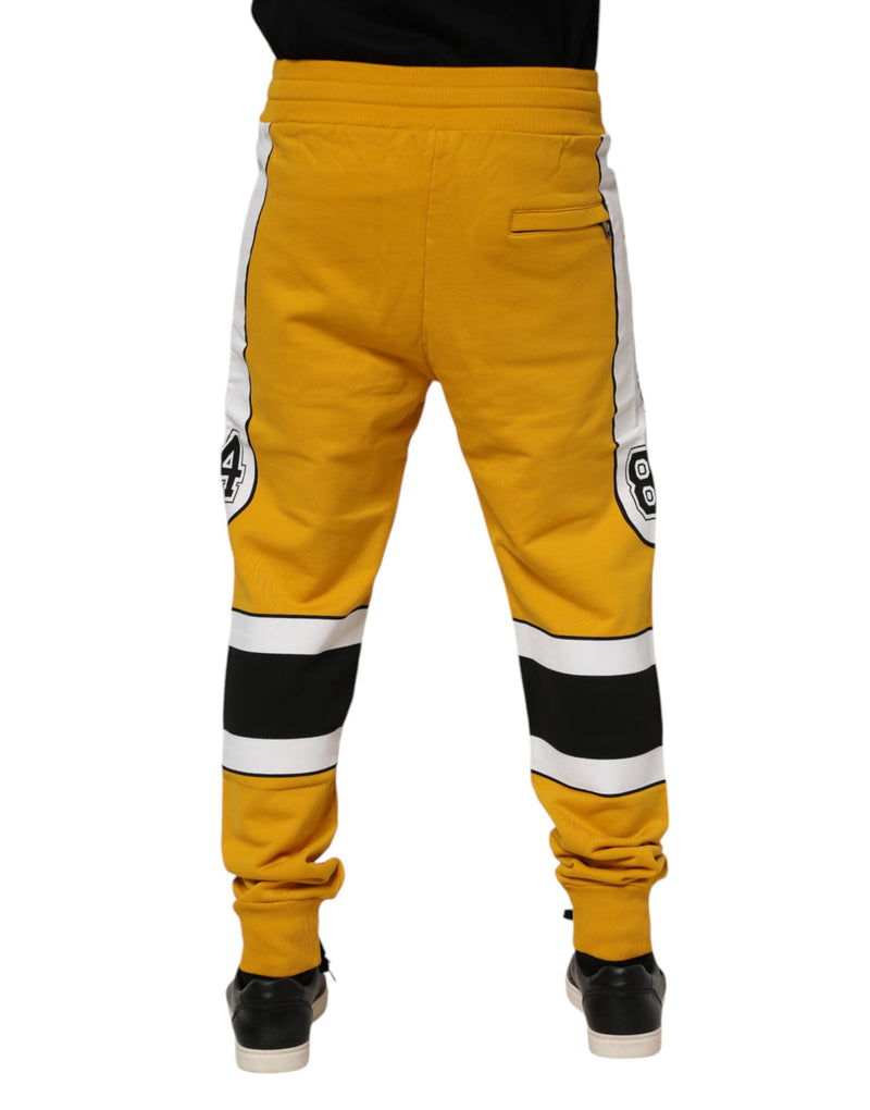 Pantalon de jogging en coton jaune avec logo Dolce &amp; Gabbana