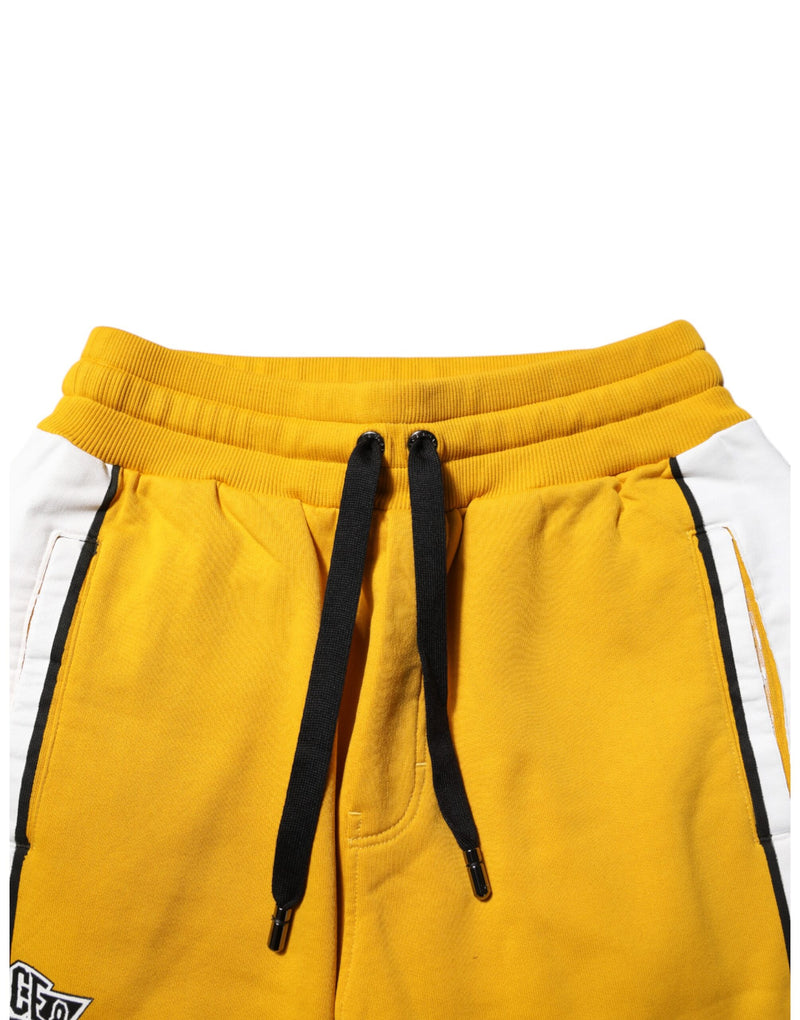 Pantalon de jogging en coton jaune avec logo Dolce &amp; Gabbana