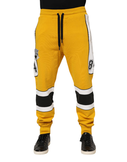 Pantalon de jogging à cordon de serrage jaune imprimé Dolce & Gabbana