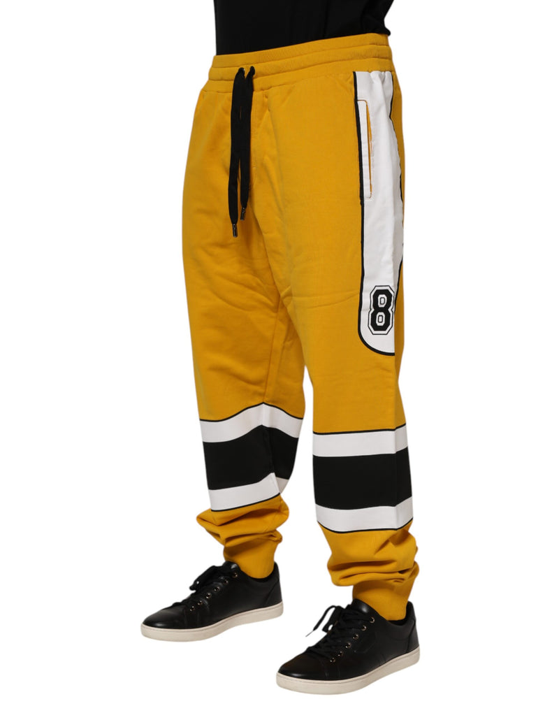 Pantalon de jogging en coton jaune Dolce &amp; Gabbana avec logo et cordon de serrage.