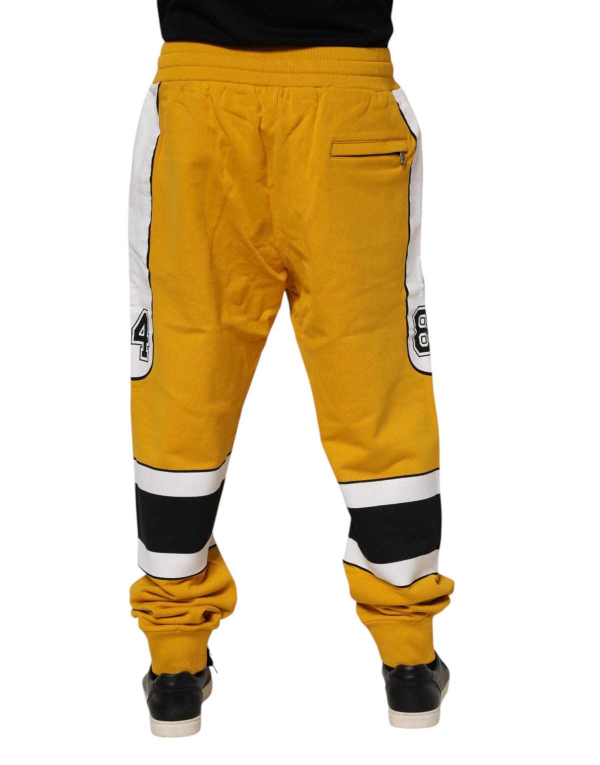 Pantalon de jogging en coton jaune Dolce &amp; Gabbana avec logo et cordon de serrage.