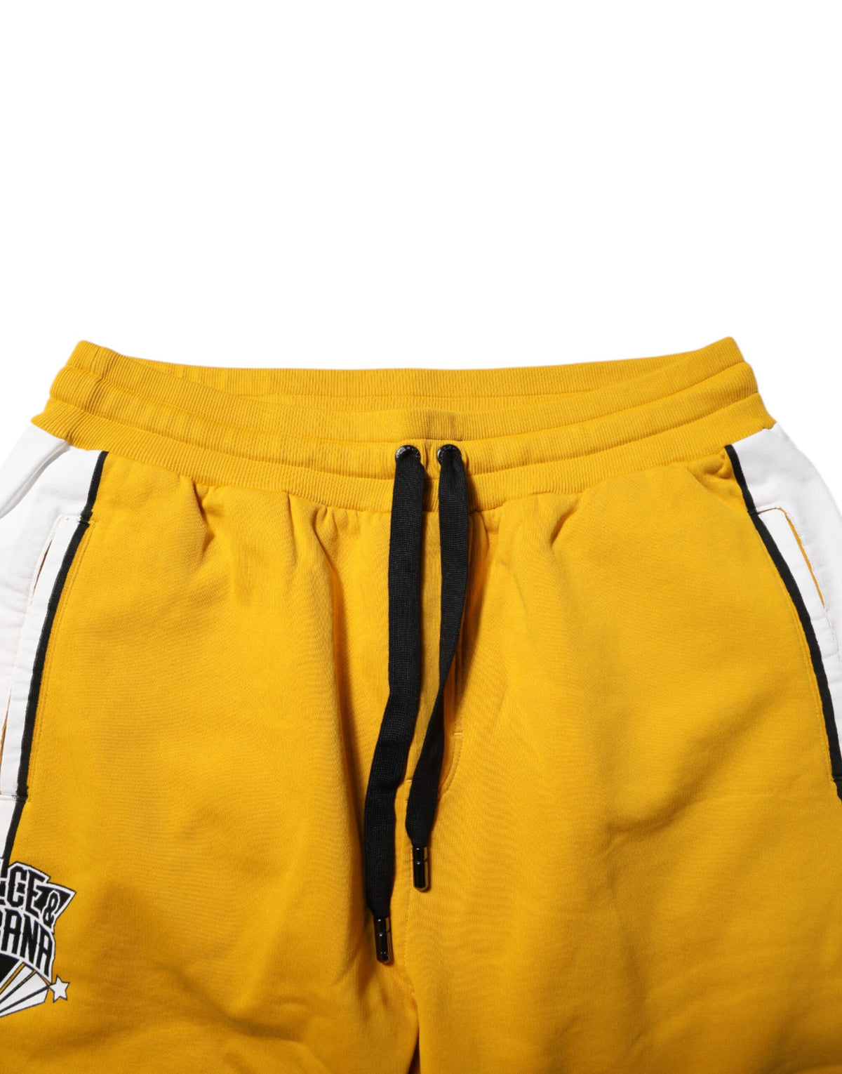 Pantalon de jogging en coton jaune Dolce &amp; Gabbana avec logo et cordon de serrage.