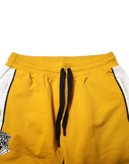 Pantalon de jogging en coton jaune Dolce & Gabbana avec logo et cordon de serrage.