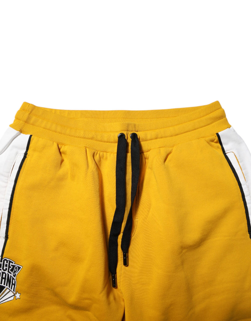 Pantalon de jogging en coton jaune Dolce &amp; Gabbana avec logo et cordon de serrage.