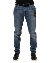 Jeans en jean bleu brodés du logo Dolce &amp; Gabbana