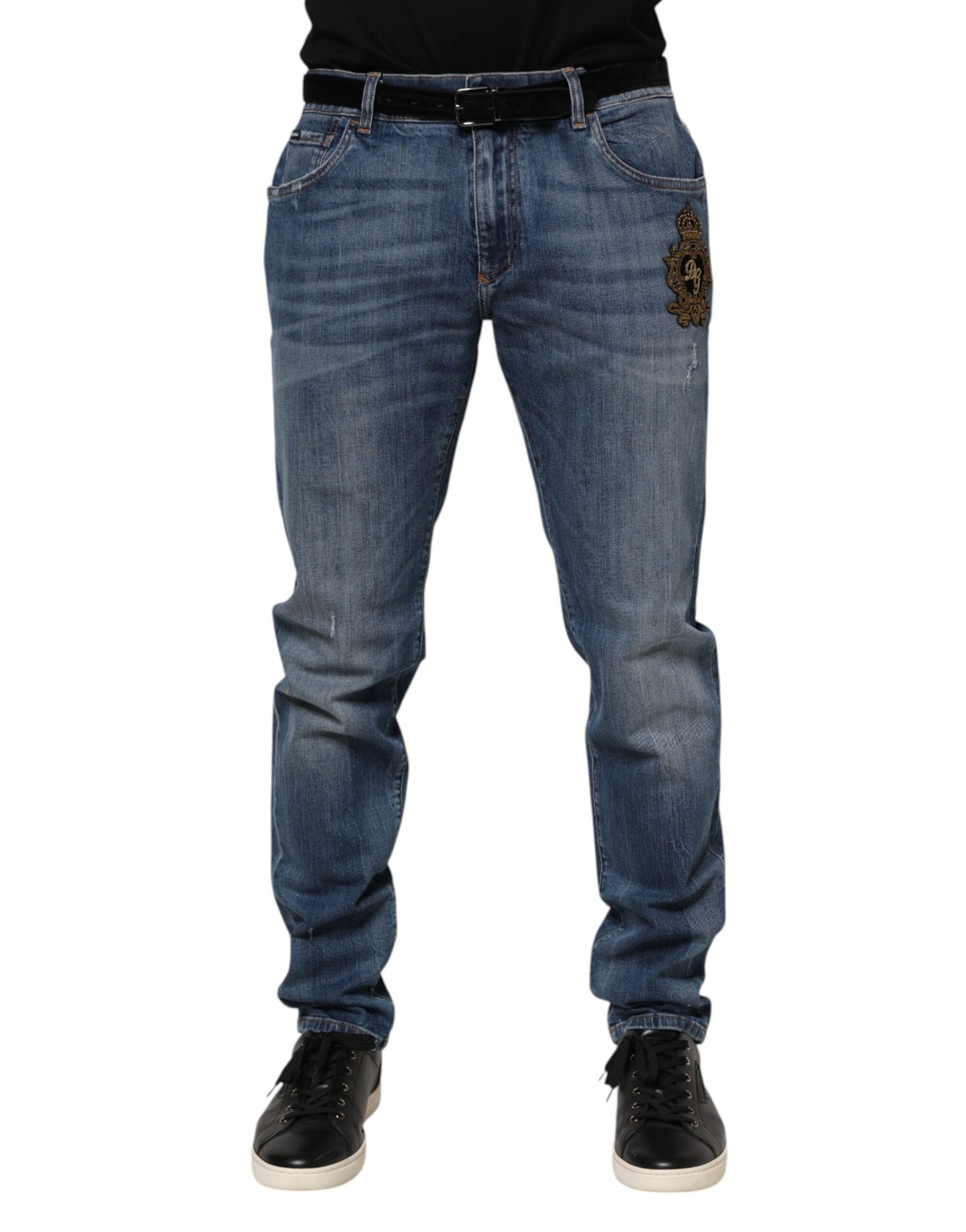 Jeans en jean bleu brodés du logo Dolce &amp; Gabbana