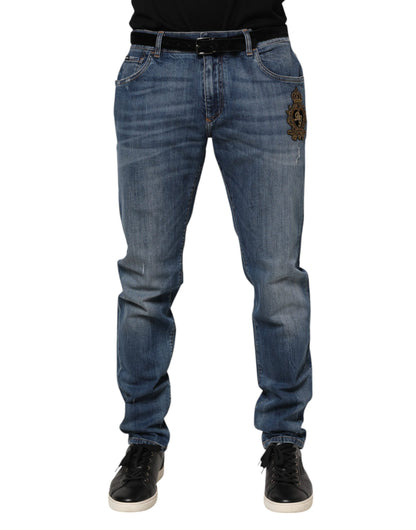 Jeans en jean bleu brodés du logo Dolce &amp; Gabbana
