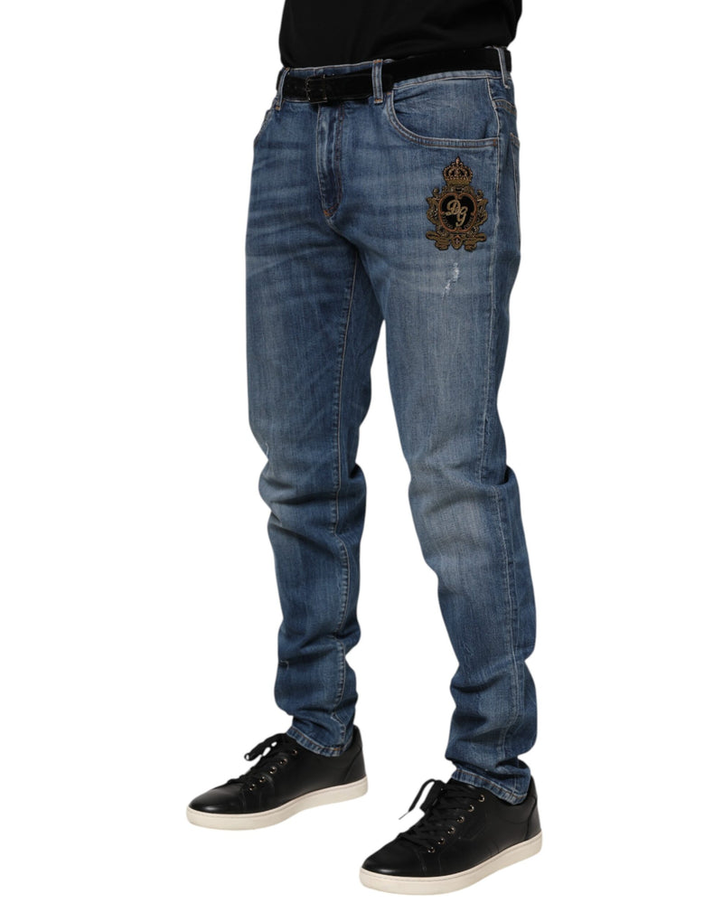 Jeans en jean bleu brodés du logo Dolce &amp; Gabbana