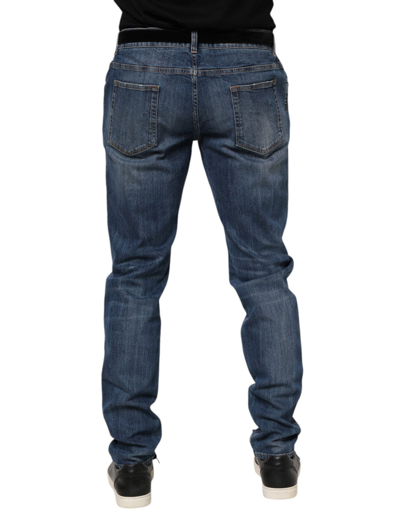 Jeans en jean bleu brodés du logo Dolce &amp; Gabbana