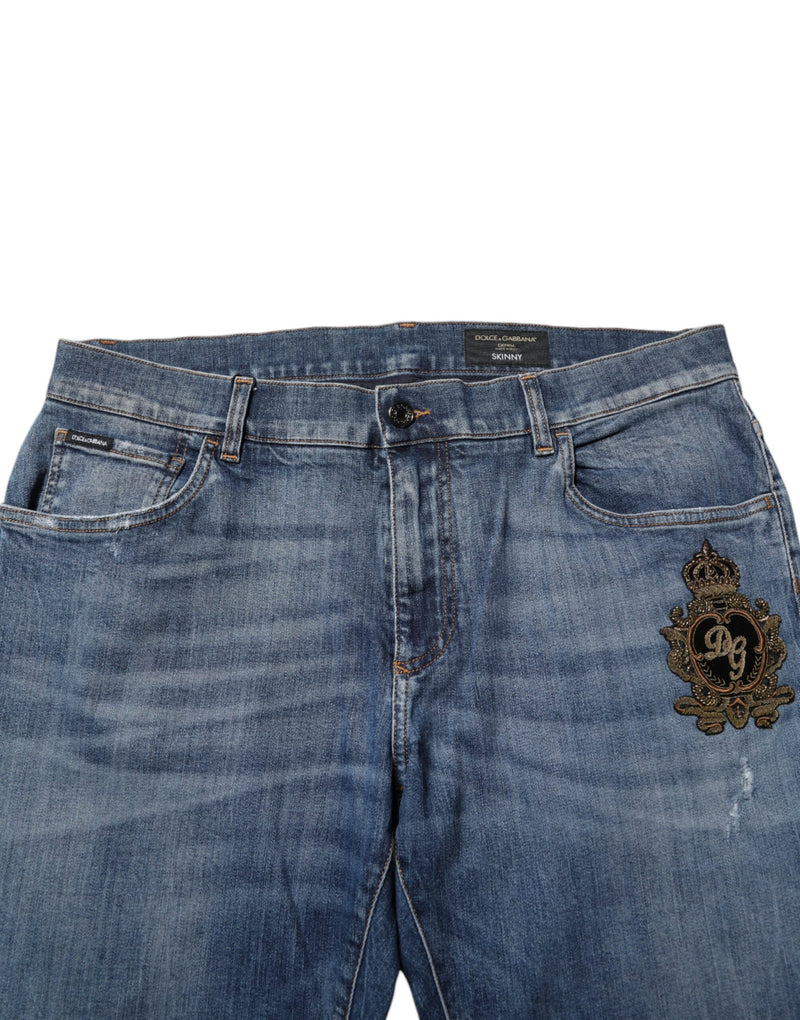 Jeans en jean bleu brodés du logo Dolce &amp; Gabbana
