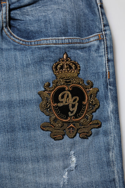 Dolce & Gabbana Blue Logo Embroidery Denim Jeans