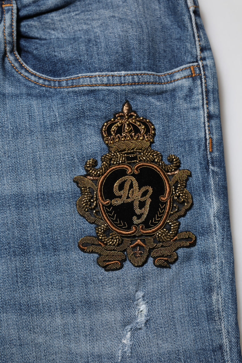 Jeans en jean bleu brodés du logo Dolce &amp; Gabbana