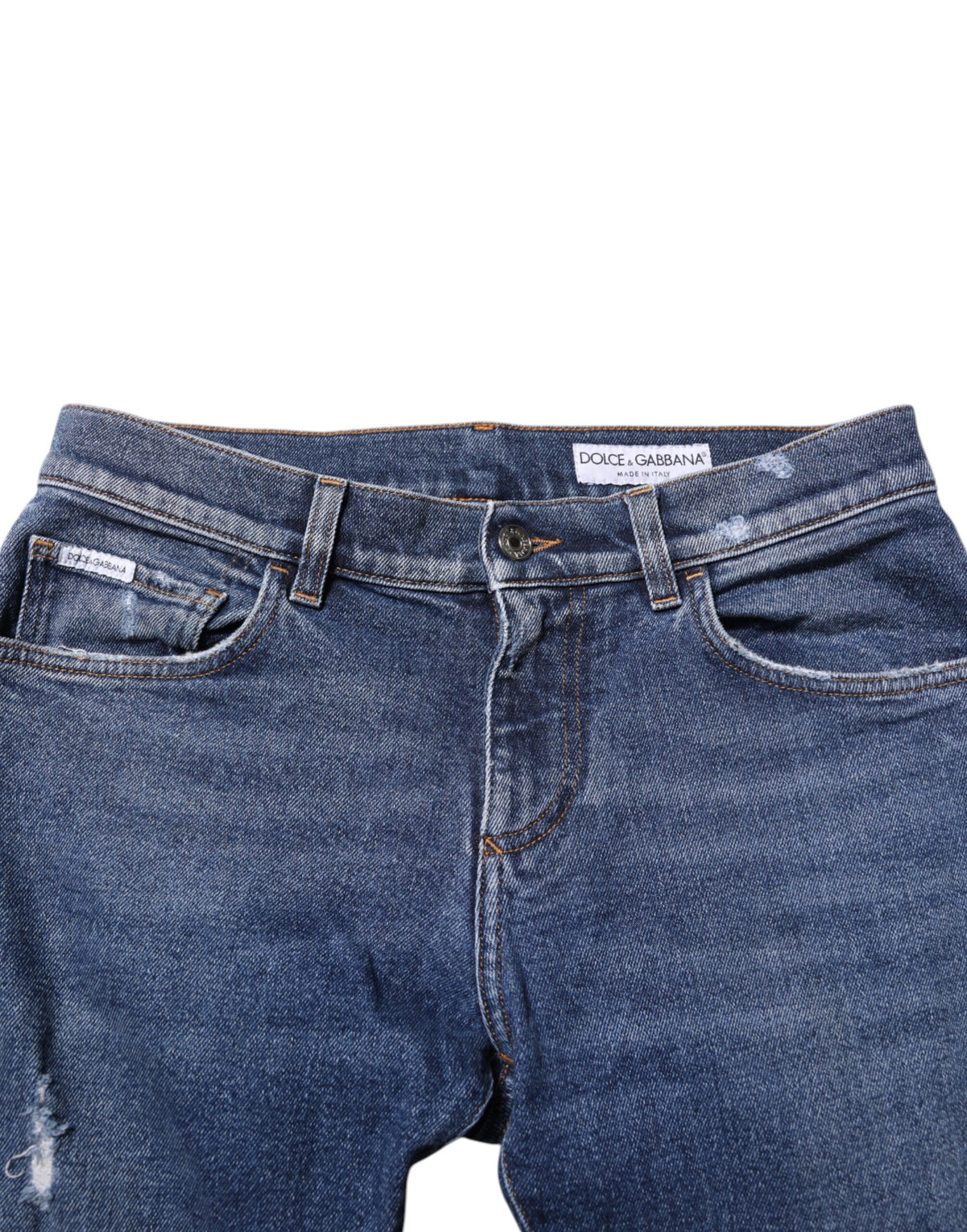 Jean slim en coton bleu pour homme Dolce &amp; Gabbana avec plaque logo.