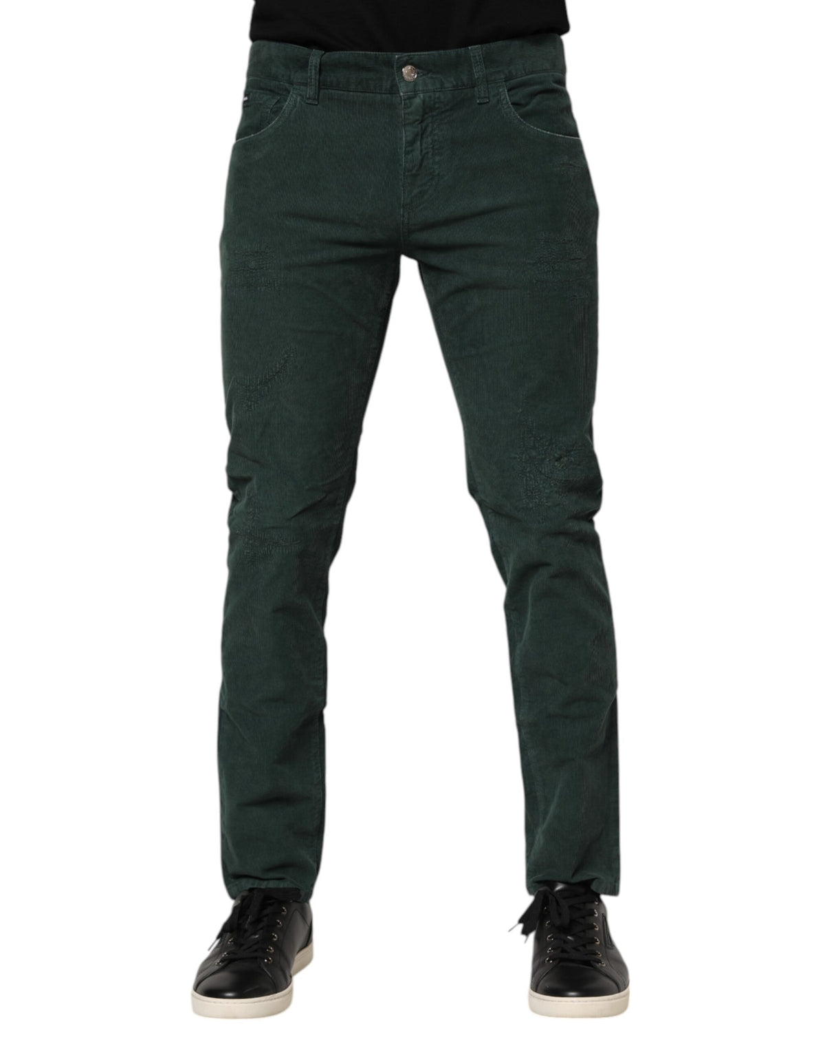 Pantalon skinny en velours côtelé vert de Dolce &amp; Gabbana