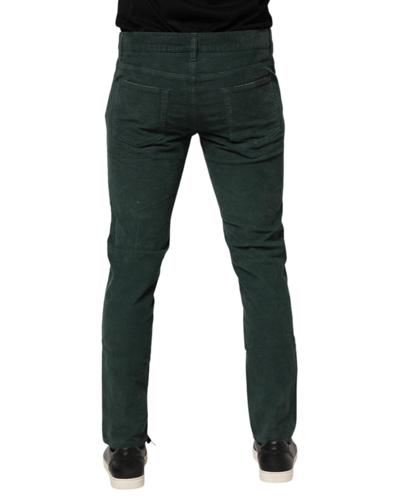 Dolce &amp; Gabbana groene katoenen corduroy skinny broek