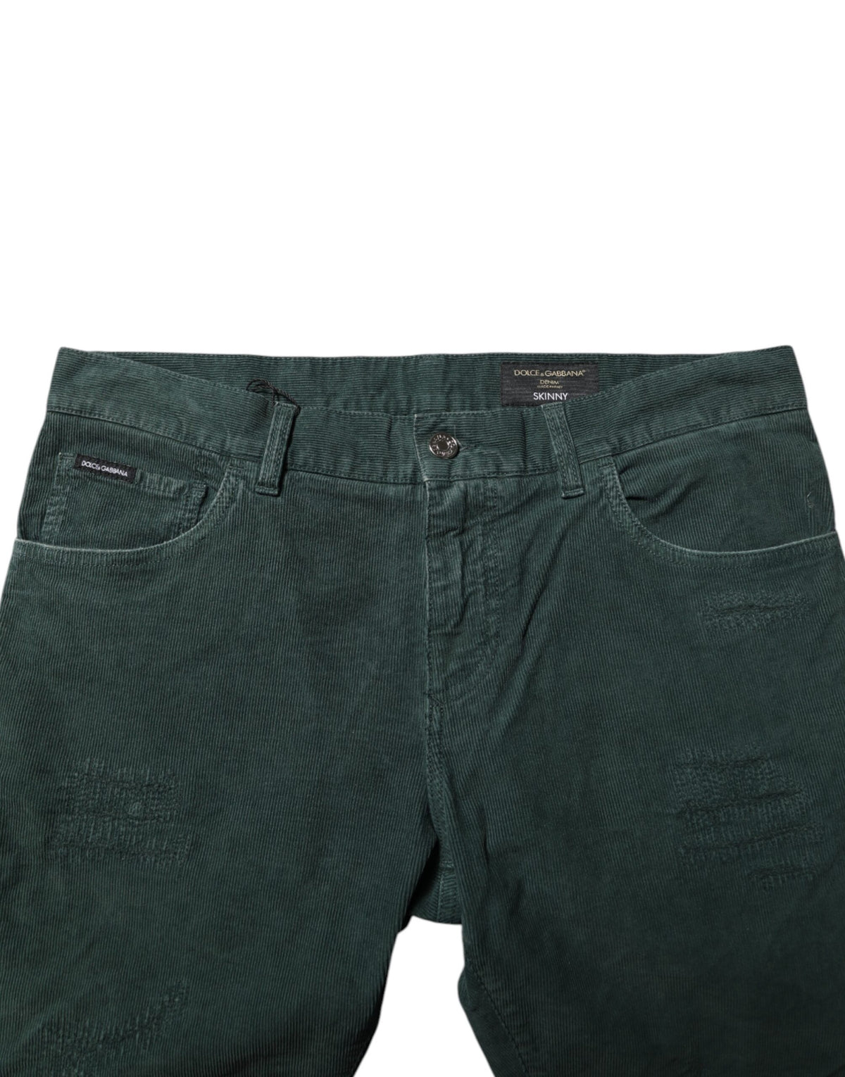 Pantalon skinny en velours côtelé vert de Dolce &amp; Gabbana