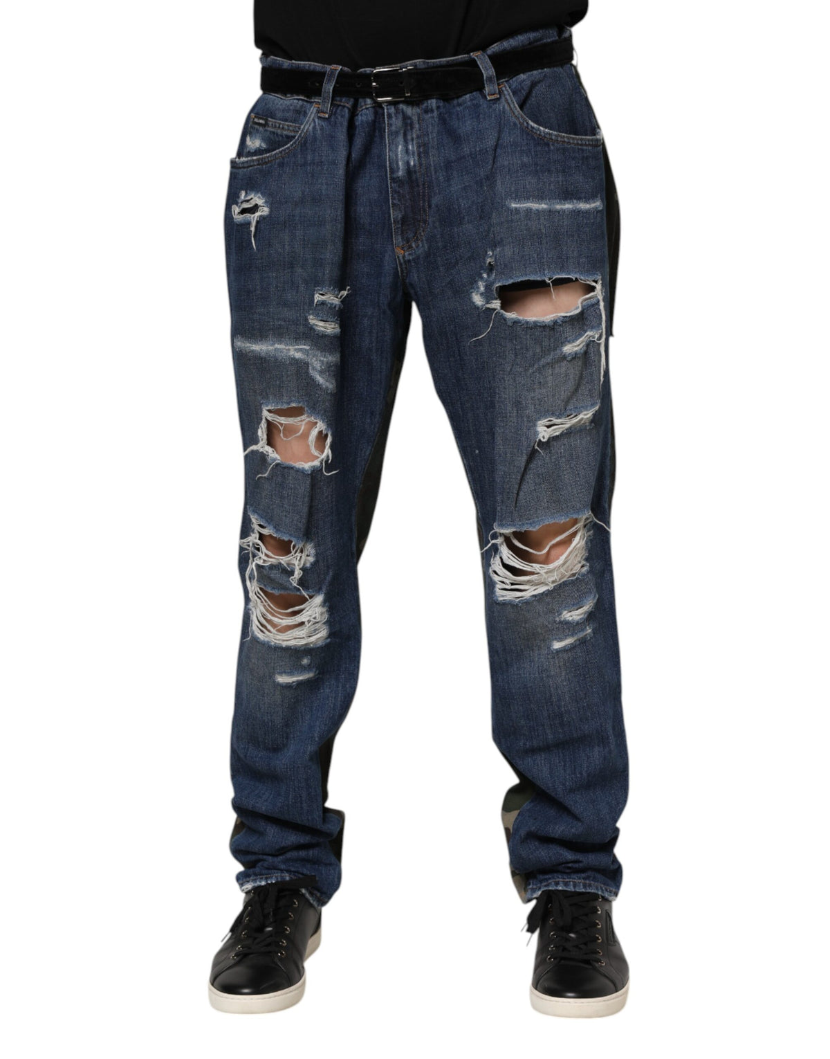 Jeans en jean camouflage bleu en coton de Dolce &amp; Gabbana