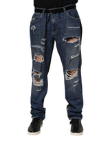 Jeans en jean camouflage bleu en coton de Dolce &amp; Gabbana
